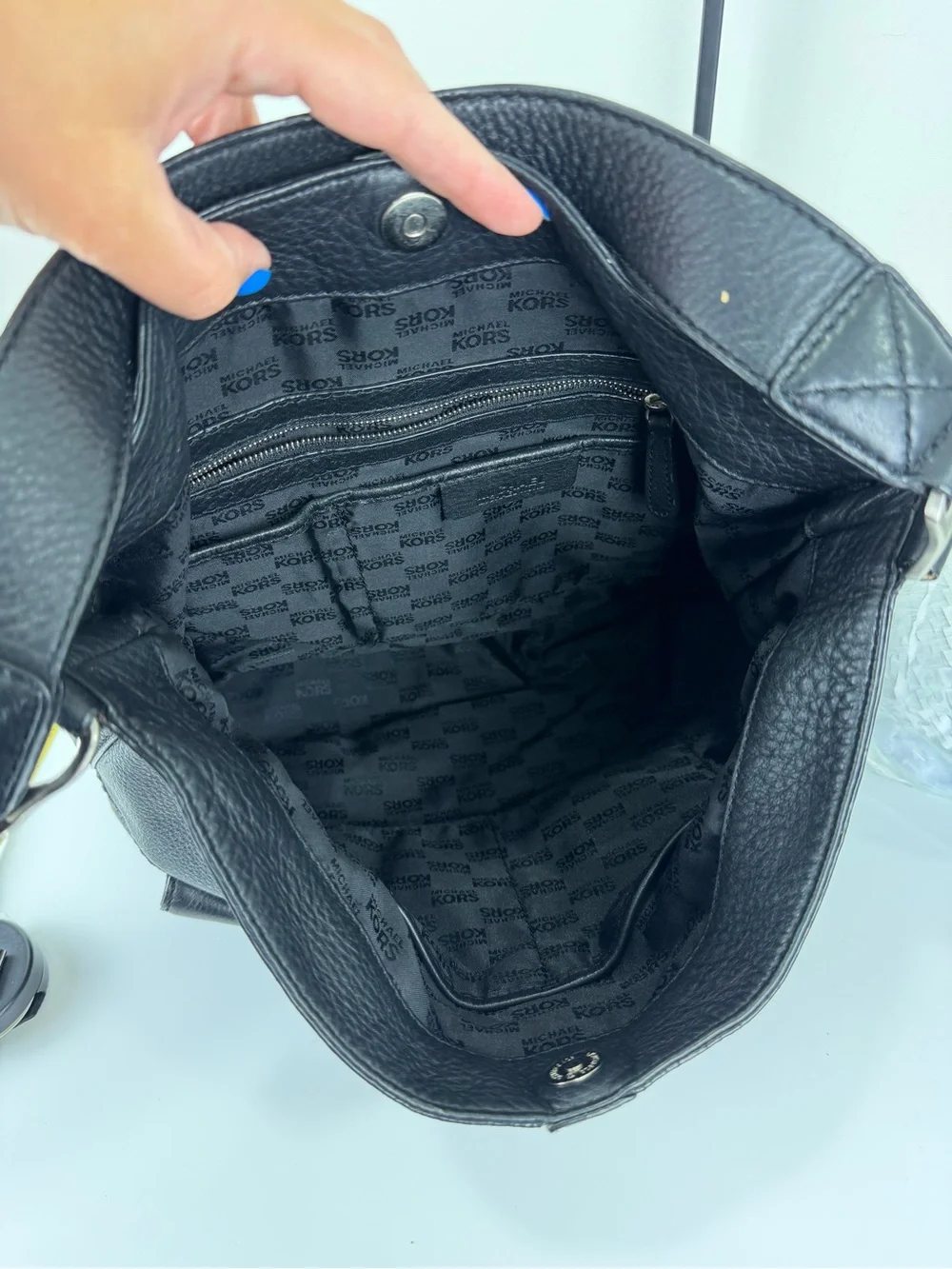 Michael Kors Black Pebbled Leather Slouch Hobo Shoulder Bag Y2K Cargo Pockets